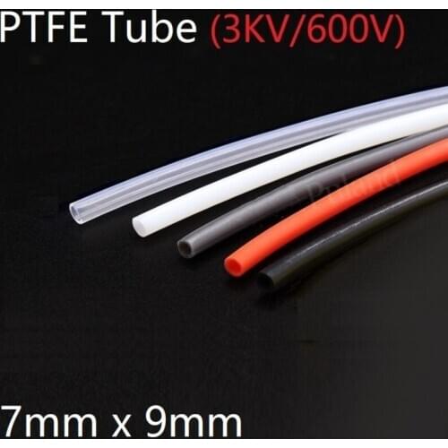 PTFE Tube White ID 7mm x 9mm OD F46 Insulated Heat Protect Transmit Hosing Rigid Pipe Temperature Corrosion Resistance 600V