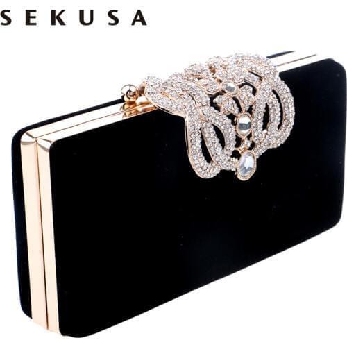 SEKUSA Clutch evening bags Crown rhinestones evening bags purse shoulder bag for wedding Diamonds Lady Purse Mini Evening Bags