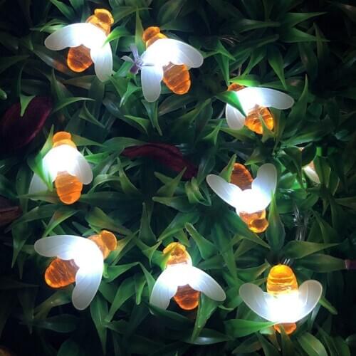 20LED/30LED/40LED Bee Shaped LED String Lights Battery Operated Christmas Garlands Fairy Lights For Holiday Party Garden Decor