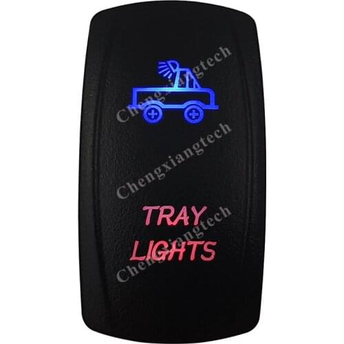 Tray Lights Rocker Switch 5 Pins SPST On/Off Blue & Red Led 20A/12V 10A/24V Toggle Switch for Cars,Trucks, RVs, Boats