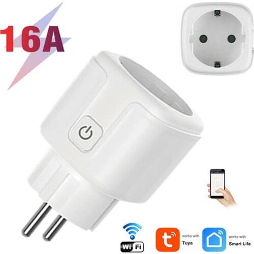16A EU Plug Smart WiFi Socket Switch Wireless Monitor Outlet Timer Switch For Android IOS Amazon Alexa Google Accessories