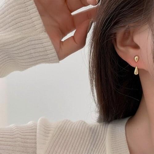 Vintage Two Ways To Wear Water Drop Metal Gold Earrings For Women 2021 New Trendy Simple Korean boucle oreille femme Jewelry