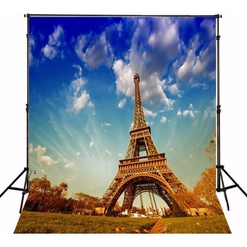 VinylBDS Eiffel Tower Backdrops Blue Sky Photo Background Custom Photo Backdrop Background Studio Wedding Shoot Fotografia