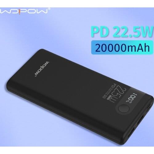 WOPOW22.5W Power Banks20000mAh Portable Fast Charging TypeC PD Qucik Charge Pover Bank External Battery ChargerLED Power Display
