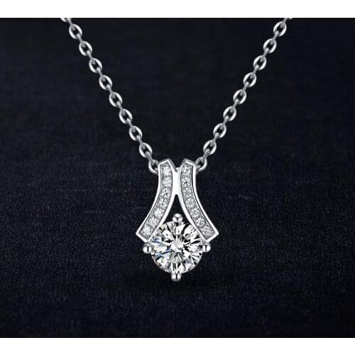 COCOM Real 925 Sterling Silver Classic Pendant Necklace Austrian Zircon Wedding Fine Jewelry for Women Anniversary Gift for Wife