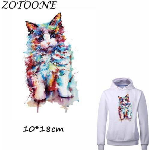 ZOTOONE Colorful Cat Patch for Clothing Iron-On Garment Heat Transfer Washable Badge Diy Accessory T Shirt Deco Applique Patches