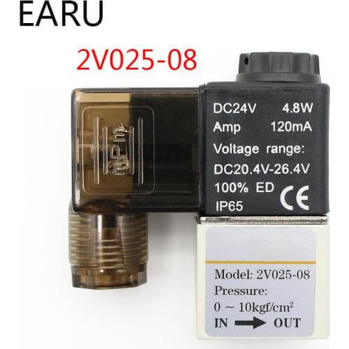1Pc Airtac 1/4" bsp 2 Way 2 Position Pneumatic Solenoid Air Control Valve Aluminium 2V025-08 DC 12V 24V AC 110V 220V Coil Led NC