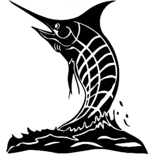 14.7cm*16cm Personality Blue Marlin FISH Car Window Sticker Vinyl Decals Black Silver Accessories C11-0130