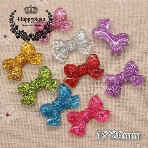 20PCS Mix Colors Cute Shiny Resin Bowtie Flatback Cabochon DIY Hair Bow Center Scrapbooking,16*26mm