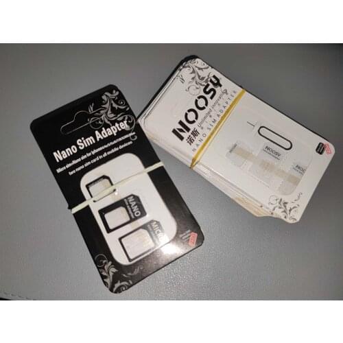 50pcs/lot SIM Card Adapter 4 in 1 micro sim adapter with Eject Pin Key Retail Package for iPhone 5/6/6S/Samsung Android Phones