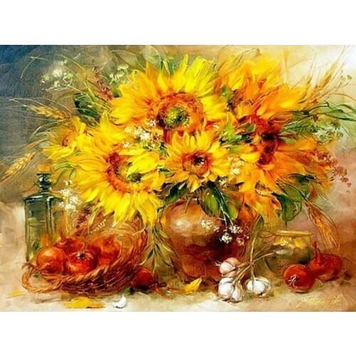 5D DIY Diamond Painting Sunflower Fruit Full Diamond Embroidery Mosaic Picture of Rhinestones Home Decor Handmade Gifts