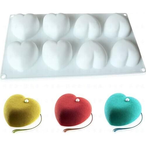8 Cavity Heart Shaped Silicone Mousse Cake Mould DIY Fondant Form Chocolate Baking Moulds Handmake Cake Decorating Tool