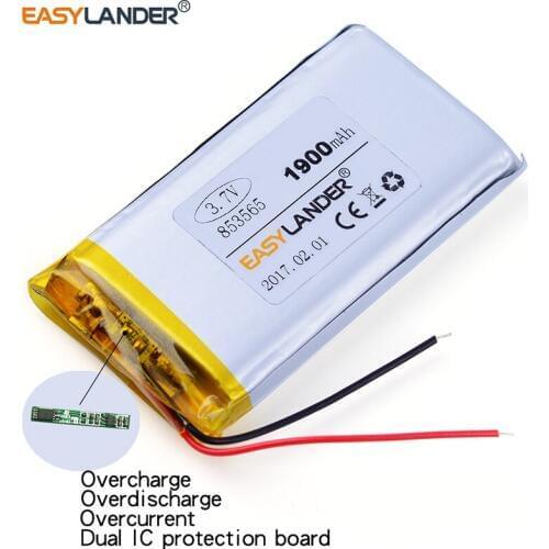 853465 3.7V 1900mAh Rechargeable Li-Polymer Li-ion Battery For mp3 mp4 mp5 phone DVR GPS power bank IPTV Set top box 853565