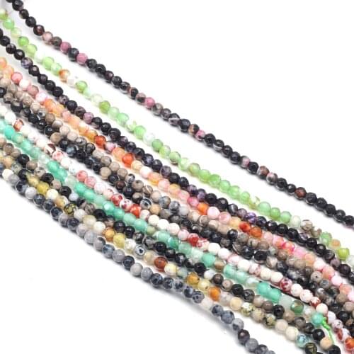 Fine Natural Stone Hole Beads Round Faceted Beads Crystal for Women Jewelry Making DIY Bracelet Necklace 3,4mm 15inch