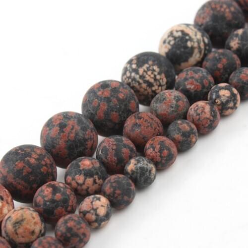 Matte Gold Snowflake Jasper Natural Stone Beads Round Loose Beads for Jewelry Making DIY Bracelet Necklace 6/8/10/12mm 15 inches