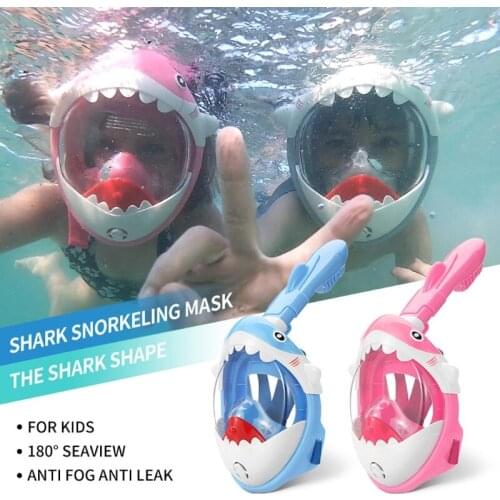 Kids Cartoon Swimming Full Face Snorkel Mask Children Snorkeling Swimming Diving Mask Boys Girls Underwater Scuba Diving