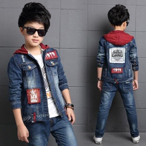 2pcs Boys Jacket & Boys Jeans Denim Clothing Set Boy Denim Outerwear Blue Jacket 3 4 6 8 10 12 Year Old Kid Clothes OKS195008