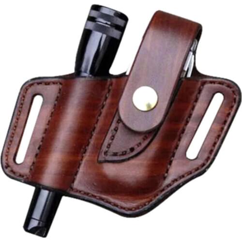 Flashlight Leather Sheath Sheath Pocket Sheath Multi-function Waist Belt Tool Pouch Bag Knife Holder Outdoor Belt Set
