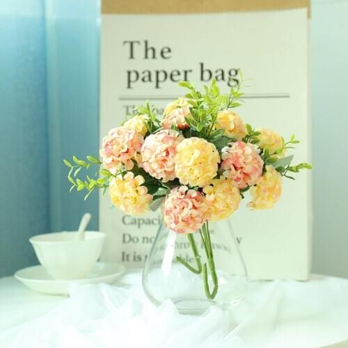 Hydrangea flowers Artificial Flowers Ball Bunch Fake Flowers Silk hydrangea Faux Flowers Home Wedding Decoration Table Bouquet