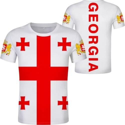 GEORGIA male youth diy free custom made name number t shirt geo nation flag ge print photo georgian republic country boy clothes