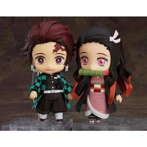 High Quality Anime Demon Slayer Kamado Tanjirou Kamado Nezuko PVC Doll Lovely Furnishing Articles Gift 10CM