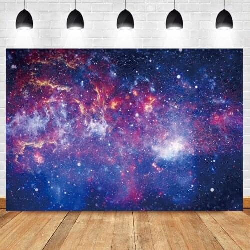 Laeacco Blue Starry Shiny Glitter Star Planet Science Fiction Party Child Seamless Pattern Photo Background Photography Backdrop