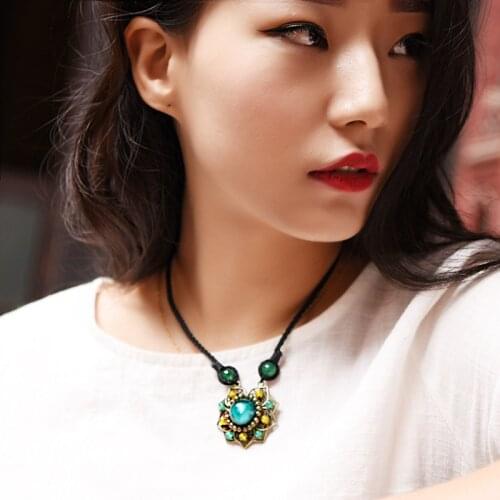 Fashion chinese wind jewelry vintage choker necklace ,new ethnic choker necklace,handmade stone pendants glass glazed necklace