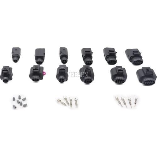 2P/3P/4P/6P/8P/10P SET Waterproof Connector 0.5-0.8mm2 1.5 Sereis Automotive Water Temperature ABS Sensor Plug for VW Car Black