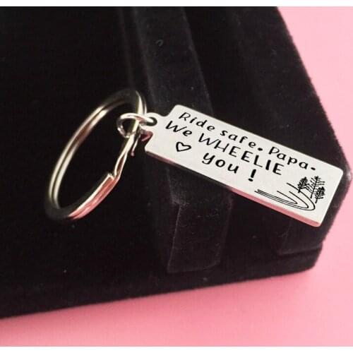 Personalized Father’s Day Gifts Festival Surprise Blessing Popular Keychain Exquisite Engraving: Ride Safe. Papa.We WHEELIE You