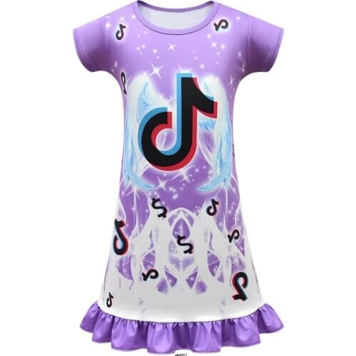 Girls Dress Girls Tik Tok Robe Girl Cartoon Pajamas Childrens Home Clothes Baby Clothing Summer New Dresses
