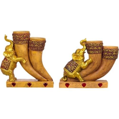 Candle Holder Good Luck Elephant Resin Candlestick Sculpture Feng Shui Decor Handmade Figurines Home Decoration Art Gift