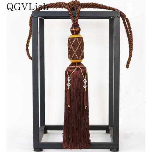 QGVLish 2Pcs Curtain Tie Backs Tassel Fringe Ropes Hanging Belt Brush Curtain Buckles Clasp Clips Curtain Accessories Home Decor