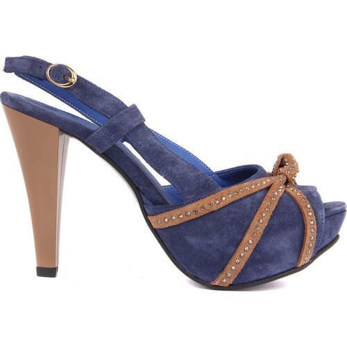 Sail Lakers-Navy Blue Suede High-Heeled Shoes