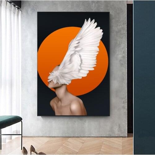 Nordic Feathers Nude Women Canvas Painting Wall Art Print Poster Picture Decorative Painting Living Room Home Decoration