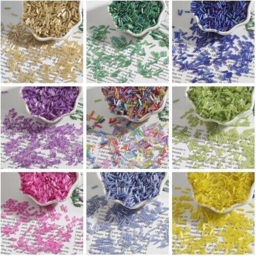 300Pcs Glass Tube Beads 2x7mm Czech Crystal Glass Seed Bugle Beads Embroidery Jewelry Making DIY Embroidery Garment Accessories