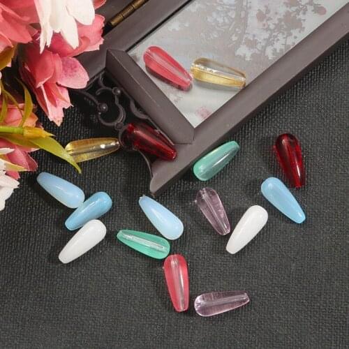 Glass Straight Hole Drop-Shaped Hair Drop Material Ornament Beads Handmade DIY Making Ancient Style Dangling Accessories