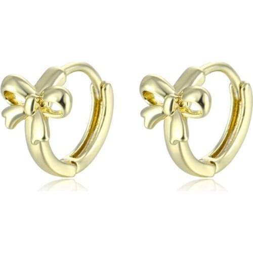 Hip Hop Gold Color Small Earrings Cute Female Bowknot Earrings Korean Fashion Dainty Hoop Earrings For Women Punk Metal Jewelry