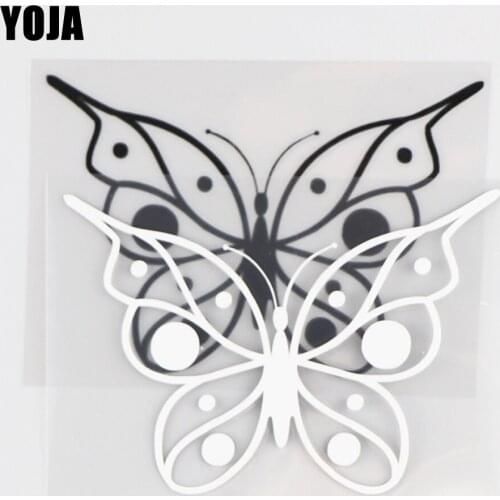YOJA 11.3×7.7CM Butterfly Vinyl Pattern Fashion Cartoon Animals Decal Car Stickers Black/Silver 19C-0076