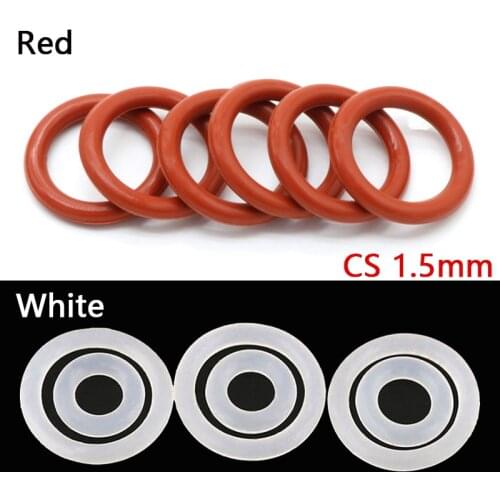 10pcs Thickness(CS) 1.5mm Red /White Silicone O-Ring OD 5-80mm Food Grade Ring Gasket Waterproof -35℃-200