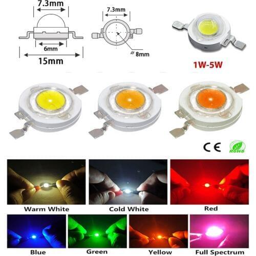 100PCS 1W 3W LED COB Lamp Chip White Red Blue Yellow Pink UV RGB Mini LED Bulb Diode Beads For DIY LED Floodlight Spotlight