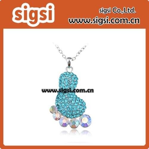 100pcs/lot 55mm Blue Rhinestone Crystal Big Barefoot Foot Rhinestone Pendant