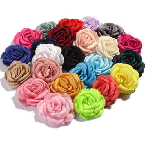 120pcs/lot 6cm 24colors Fashion Burned Rolled Petal Rose Hair Flowers for Hair Clips Vintage Fabric Flowers For Hair Accessories