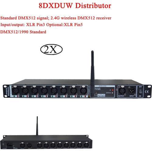 2Pcs/Lot LED Stage Light Signal Amplifier Splitter 8 Way DMX Distributor DMX512 For Disco DJ Stage Lighting Splitter Controller