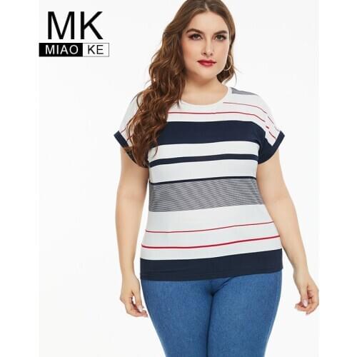 2020 Summer Plus Size womens Clothes Striped short sleeve T-shirt fashion Ladies Top