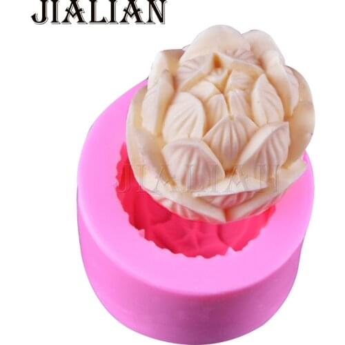 3D Lotus Flowers Dimensional shape Candle Moulds soap mold molde de silicone mould kitchen Baking accessories T-0883