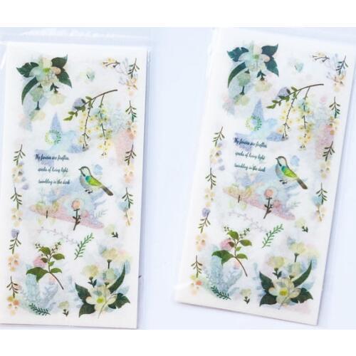 6 Sheets Elegant Flowers Birds Washi Paper Sticker Hand Account Phone Diary Decoration