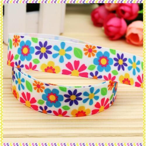 7/8'' Free shipping flowers printed grosgrain ribbon headwear hair bow diy party decoration wholesale OEM 22mm B1181