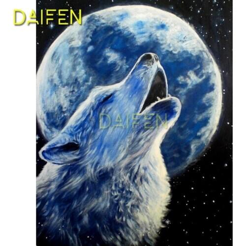 Full Round Diamond embroidery Cross stitch wolf Full Square Diamond painting wolf DIY 3D Diamond mosaic moon night
