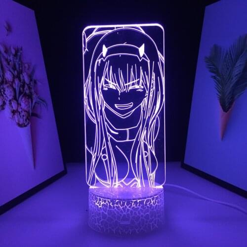 Anime Figure Zero Two 3D Lamp Darling In The Franxx Nightlight Kids Room Decor Lamp Girls Manga Gift Night Light Dropshipping