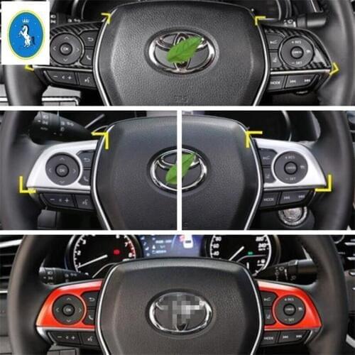 Car Accessories Steering Wheel Decoration Frame Cover Trim Fit For Toyota Avalon 2019 2020 2021 Red / Matte / Carbon Fiber ABS